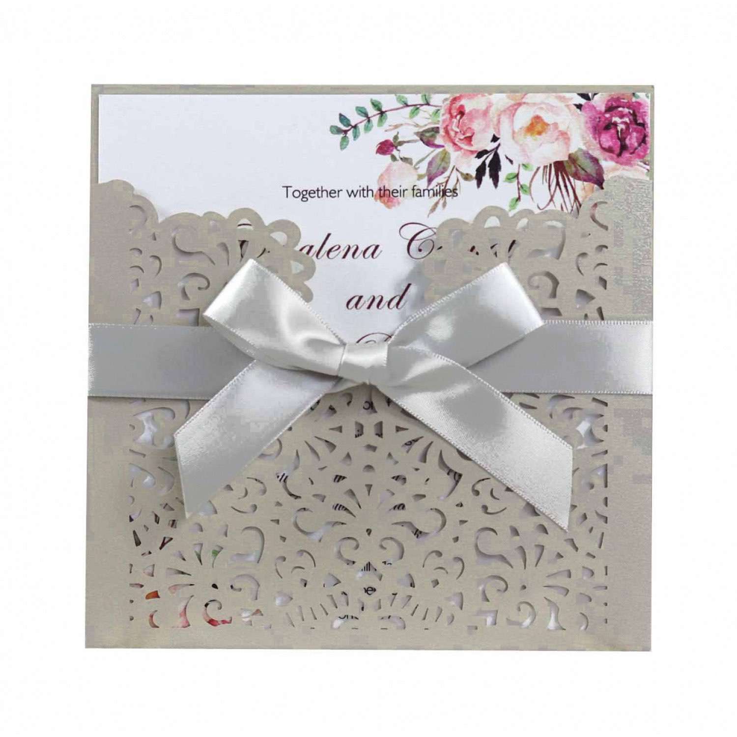 Wedding Card Design Laser Cut Thank You Card Iridescent Paper